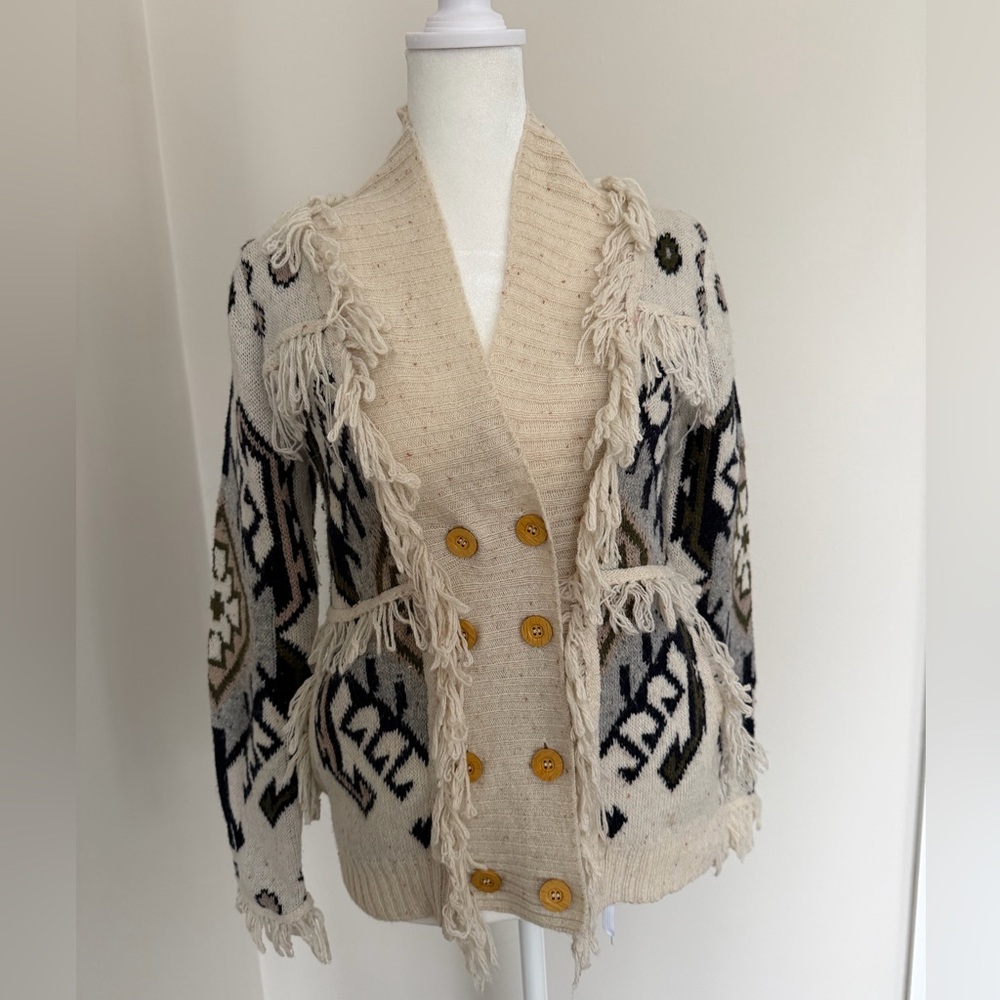 Chaser Aztec Fringe Cardigan XS